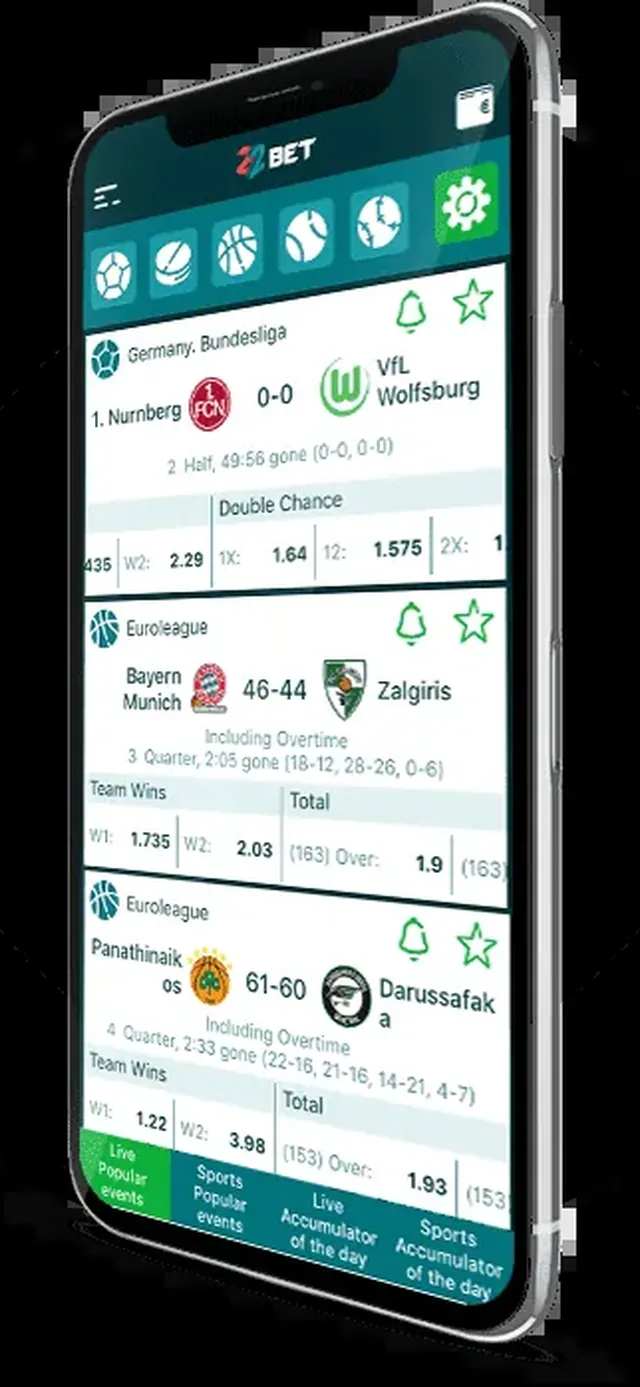 22Bet Casino App auf dem Smartphone